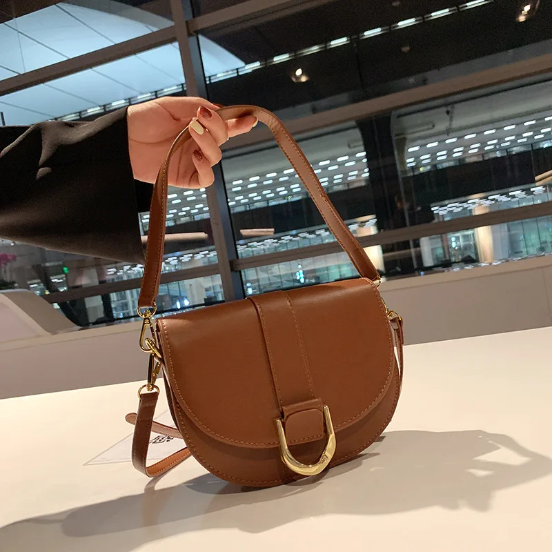 Retro Women\'s Commuter Shoulder Bag 2023 Autumn New PU Leather Hasp Flap Pocket Crossbody Bags Simple Lady Versatile Pack