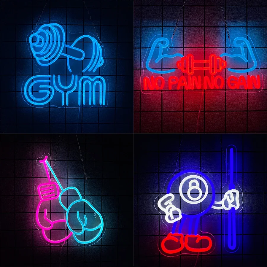 

Used In Rooms, Clubs, Sports Rooms, Bars, Man Caves Decor, Easy To Hang Fitness Series Neon Signs, Barbell Icons, Usb Powered