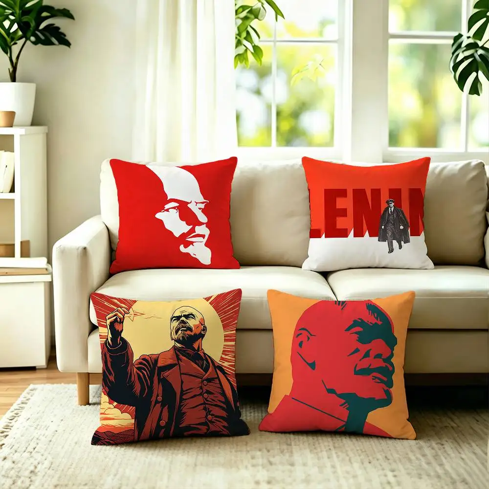 L-Lenin Founder of Soviet Communism Square Double-Sided printed Pillow Case Bedroom Bedside Pillow Sofa Cushion Cover