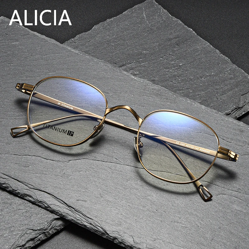 

ALICIA Luxury Man Woman Fashion Retro Round Eyewear Ultra Light Titanium Spectacle Full FrameOptical Prescription Frames