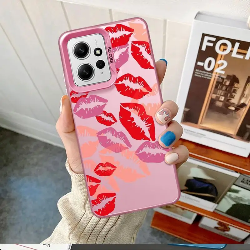 Sexy Girl Red Black Lips Kiss Phone Case for Xiaomi Redmi Note 13 Plus 11 Pro 10 5G 9 9s 11s 12 Pro 12s Protective Cover Capa