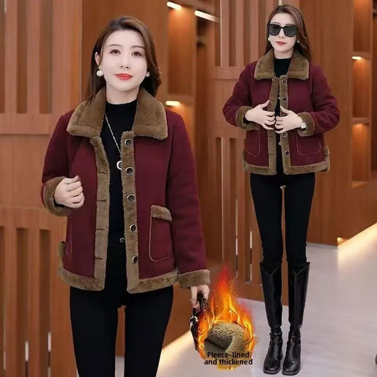 

Faionable Thiened Fce Lined Cotton Jaet Women's Winter Outerwear Warm Sli Windbreaker Loose Fit Long Sve Coat