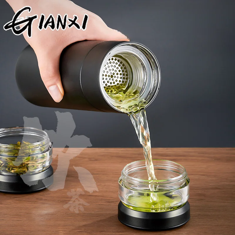 GIANXI 480ML Vacuum Cup Halloween Series Ceramic/Stainless Steel Inner Water Bottle Daily Portable Tea Separation Thermos Cup