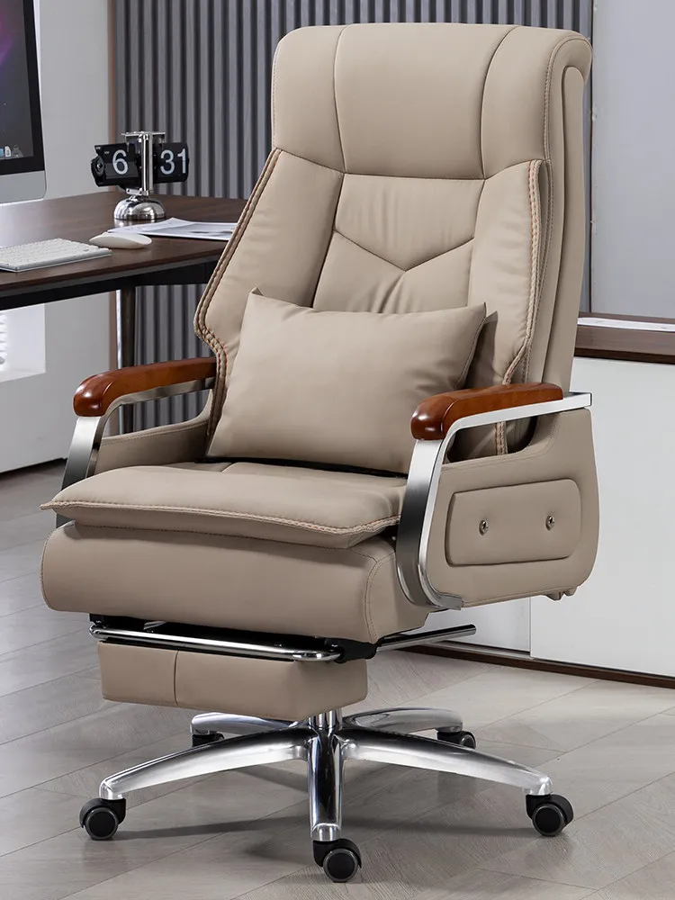 Leather boss chair reclining office chair massage sedentary comfortable computer chair home