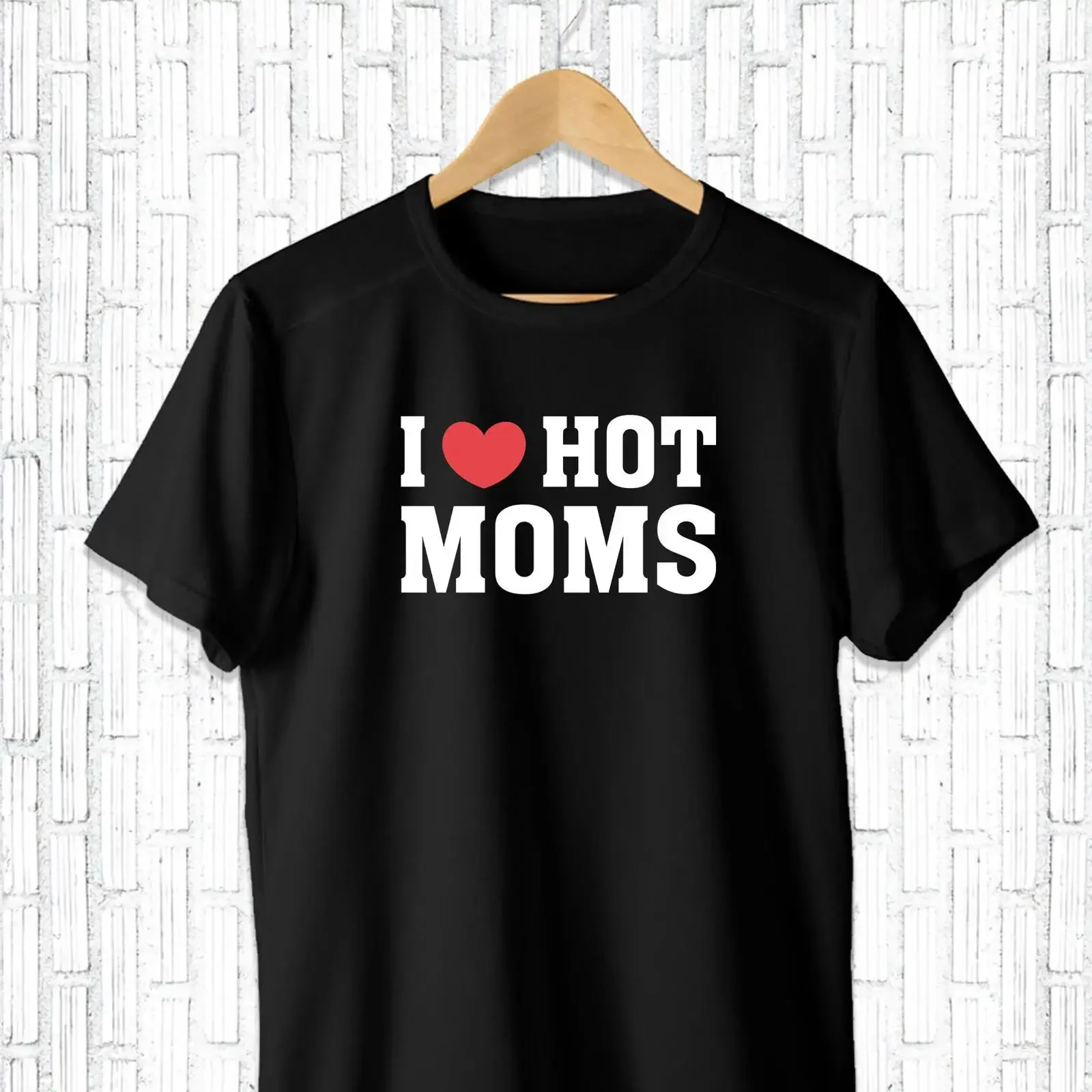 I Heart Hot Moms T Shirt Funny Mom vintage Washed streetwear Top For Everyday Wear Comfortable Slightly homme Breathable
