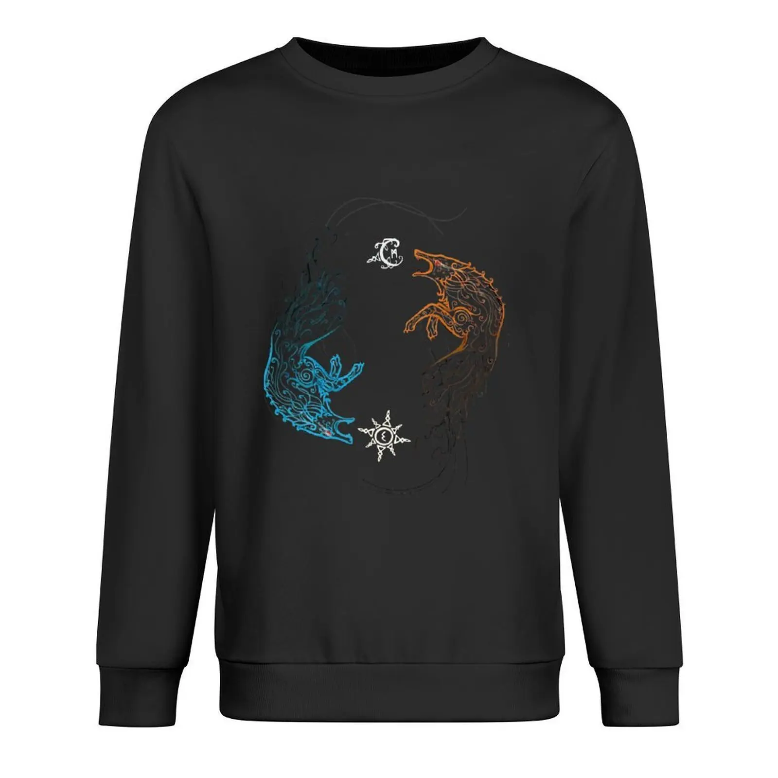 

Two Nordic Wolves Skoll and Hati Pullover men's clothing fashion men autumn new products men's clothes men's sweatshirt