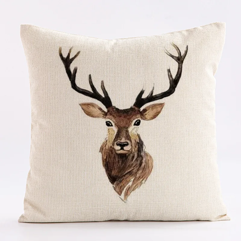 Black and white elk pattern throw pillow cover with short plush print living room sofa decoration cushion cover pillow covers - view 4