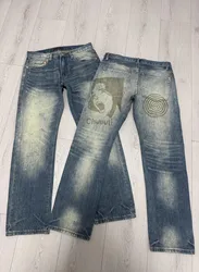 2024 pantaloni lunghi a gamba dritta in denim ricamato stampato lavato sotto copertura KZ1022