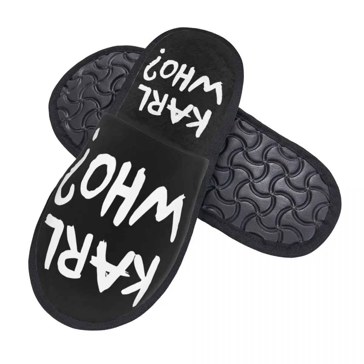 Custom Karl Who Slogan Soft Memory Foam House Slippers Women Cozy Warm Anti-Skid Slipper