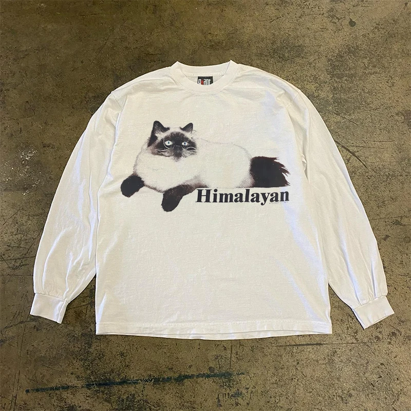 

Футболка с длинным рукавом для пар, женская, больших размеров, из плотной ткани, в гонконгском стиле, с дизайнерским принтом-платком