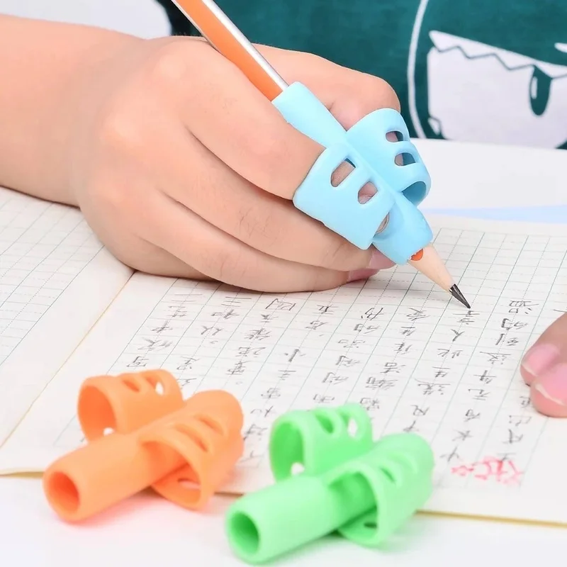 3Pcs Stationery Children Writing Correction Device Silicone Pen Holder Students Learning Write Corrector Tool Teaching Equipment