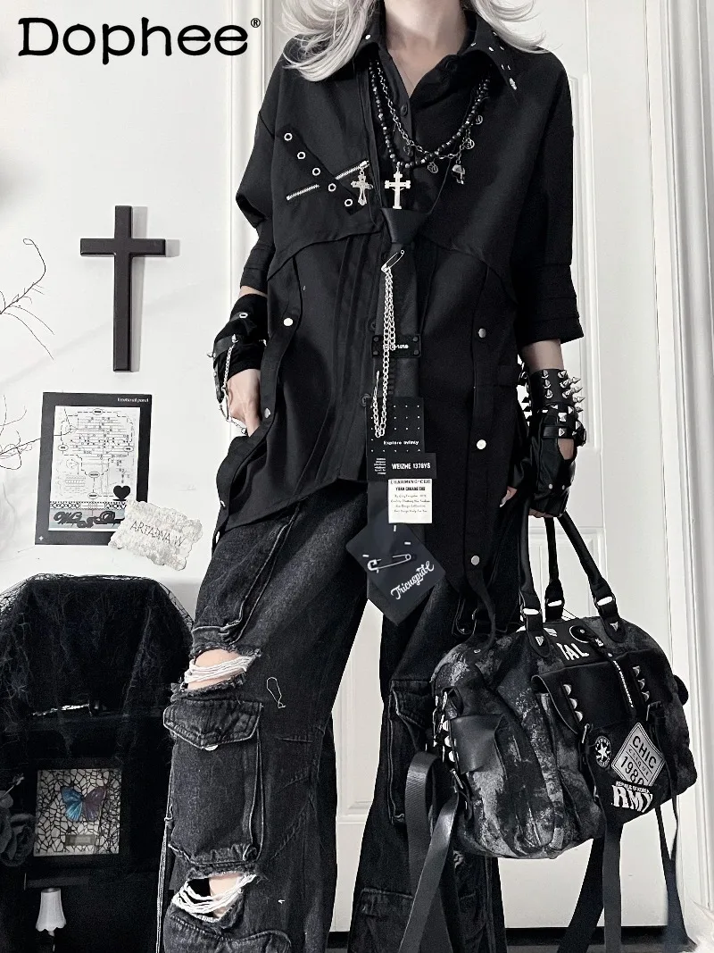 

2026 Spring New Japanese Style Original Versatile Short Sleeve Shirt y2k Subculture Sweet Cool Girl Casual Cardigan