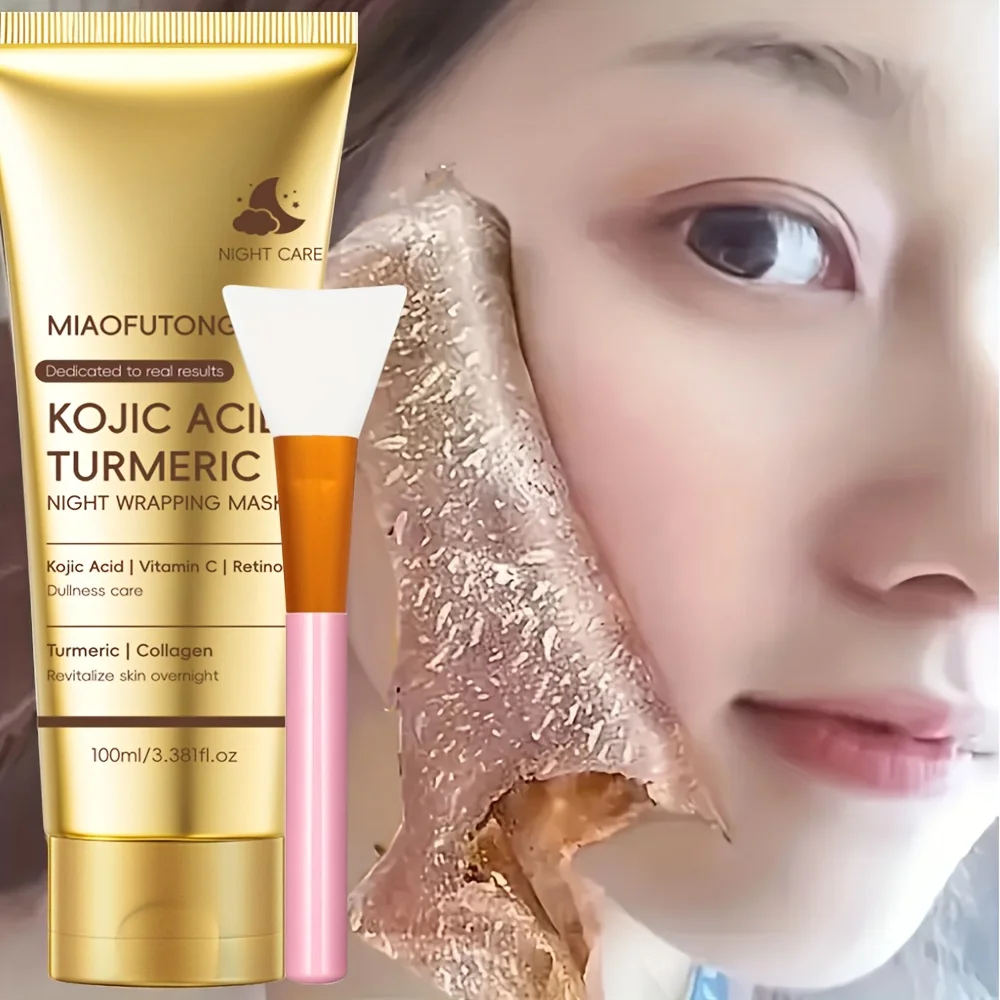 Kojic Acid Turmeric Overnight Peel Off Mask 100ml Hydrolyzed Collagen Brightening Skin Firming Korean Facial Treatment
