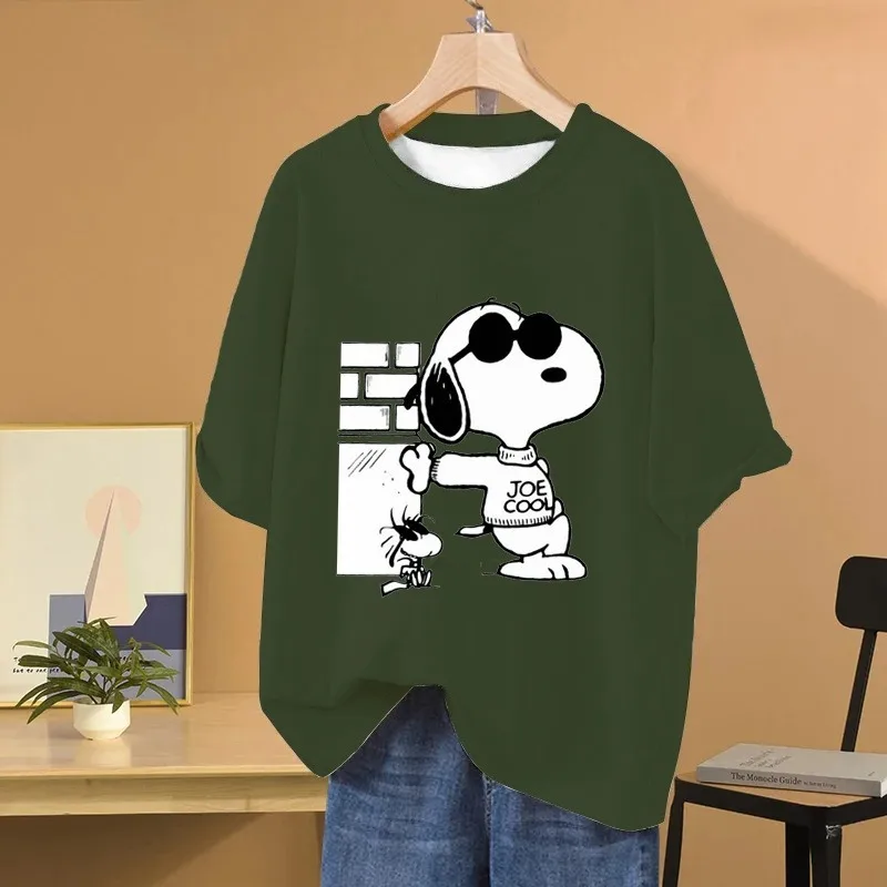 

2025 MINISO Снупи, футболка с 3D принтом мультфильма аниме, модный наряд для пары, повседневный свободный дышащий быстросохнущий топ