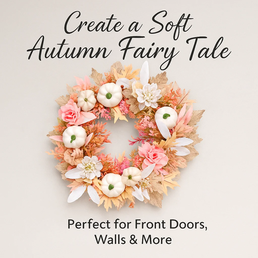 

Autumn Door Wreath Thanksgiving Decoration Harvest Pumpkin Berry Pine Cone Maple Artificial Wreath Cloth Rattan Material Home