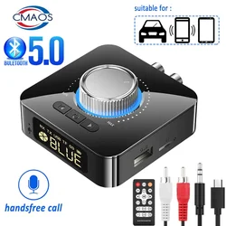 Trasmettitore ricevitore Bluetooth LED BT 5.0 Stereo AUX Jack da 3.5mm RCA chiamata vivavoce TF U-Disk TV Kit per auto adattatore Audio Wireless