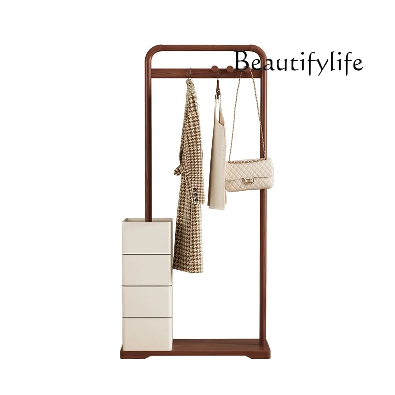 

Light luxury solid wood hanger, bedroom entrance with drawer coat rack, living room with clothes floor hanger