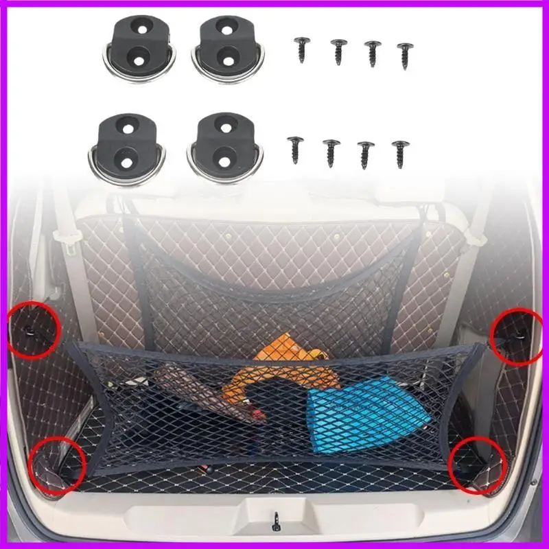 R9CC Set of 4 Multipurpose Vehicle Trunk Mesh Holder Adjustable with Mounting Screws