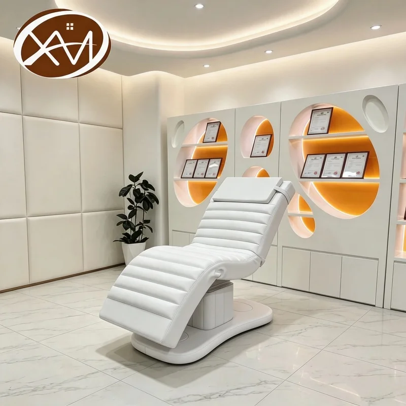 Hot Selling Anti-fouling Leather White Massage Table Luxury Lash Beds for Salon Three Motors Electric Cosmetic Massage Bed
