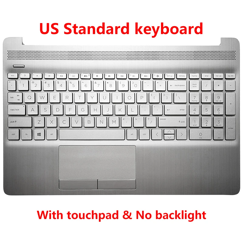 For HP 15S-DU 15S-DY 15S-DW TPN-C139 New SP RU US Keyboard Laptop Palmrest Upper Backlight Replacement Keyboard With touchpad