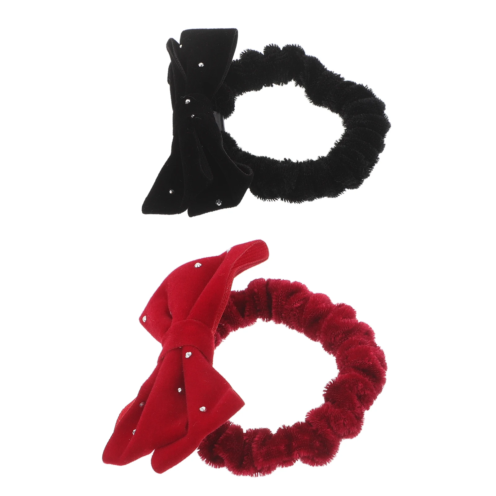 

2pcs 'S Bowknot Hair Ties Soft Cloth Material Girl Elastic Ponytail Holders New Year Festival Hair Accessories