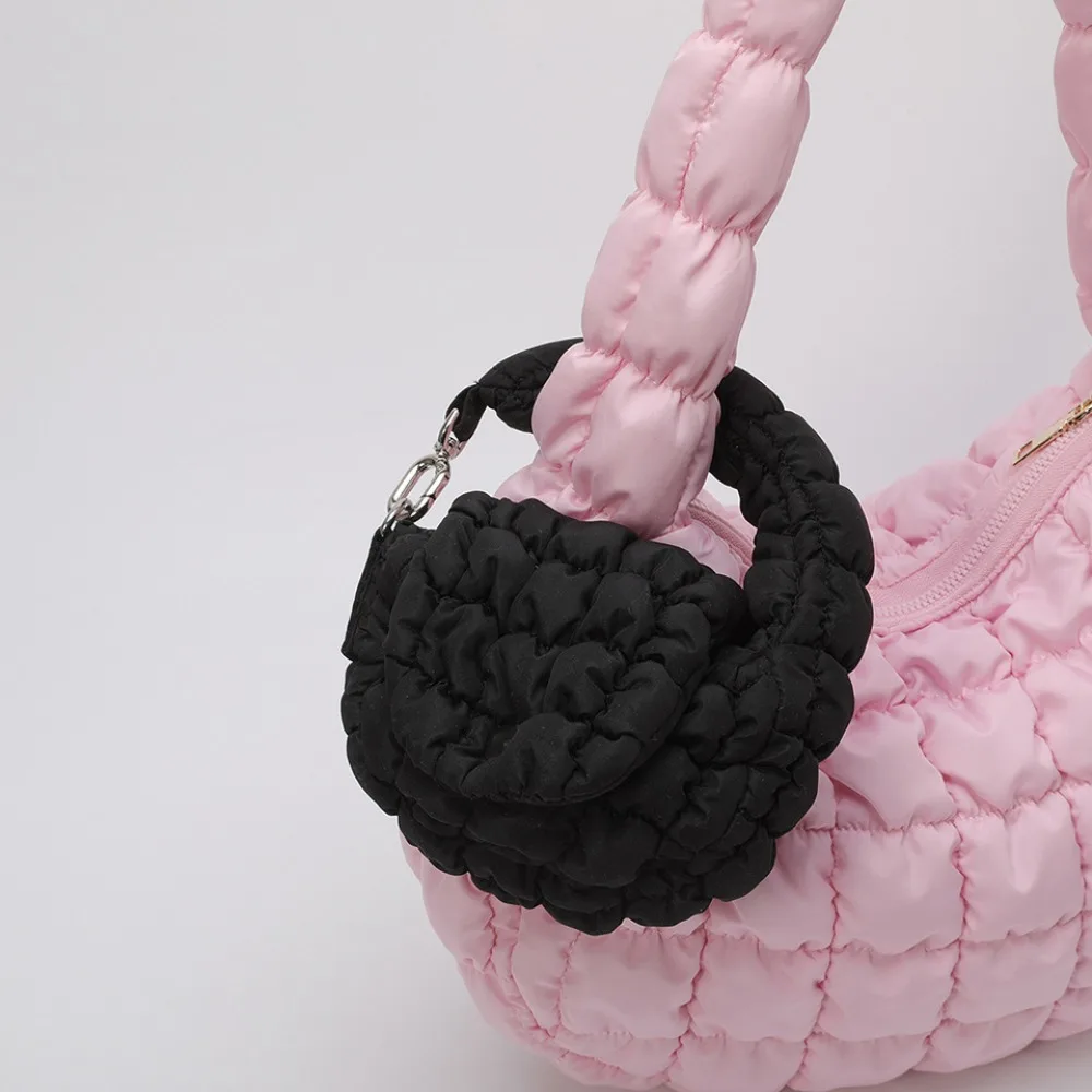 

Fashion Solid Color Cloud Pleated Coin Purse Mini Handbag Quilted Small Wallet Hanging Sling Bag Pendant Bag Accessories
