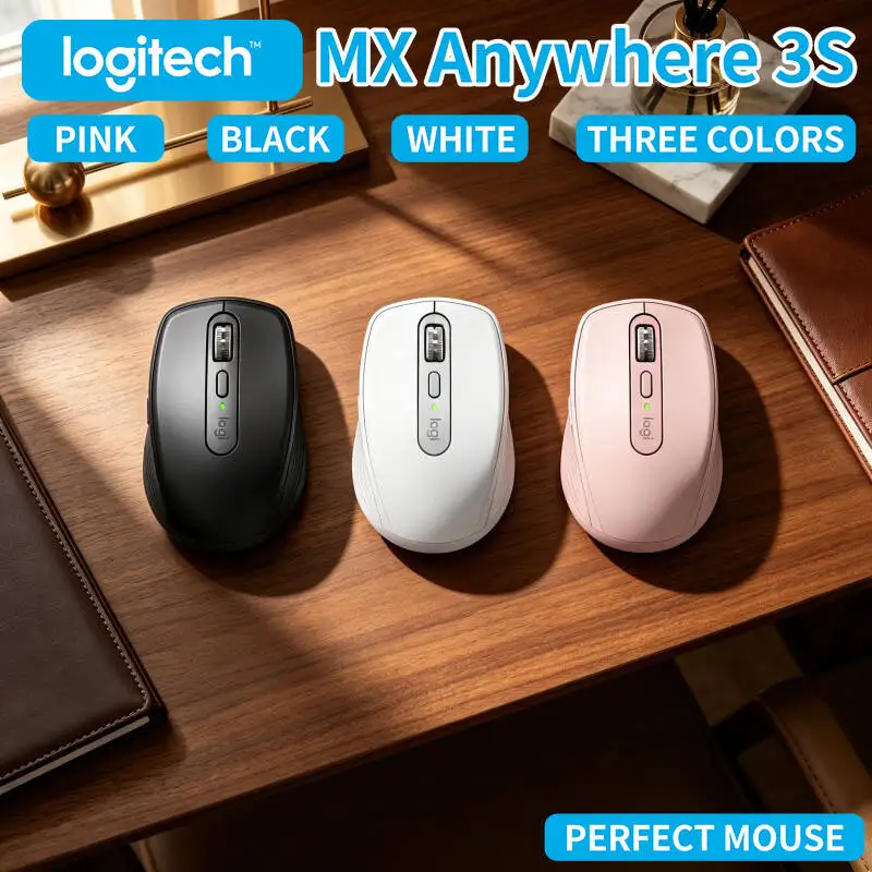 Ergonomic MX Anywhere 3S - 8K DPI, 3-Device Bluetooth, Silent Click, Perfect for Exhibition Travel & On-Road Work