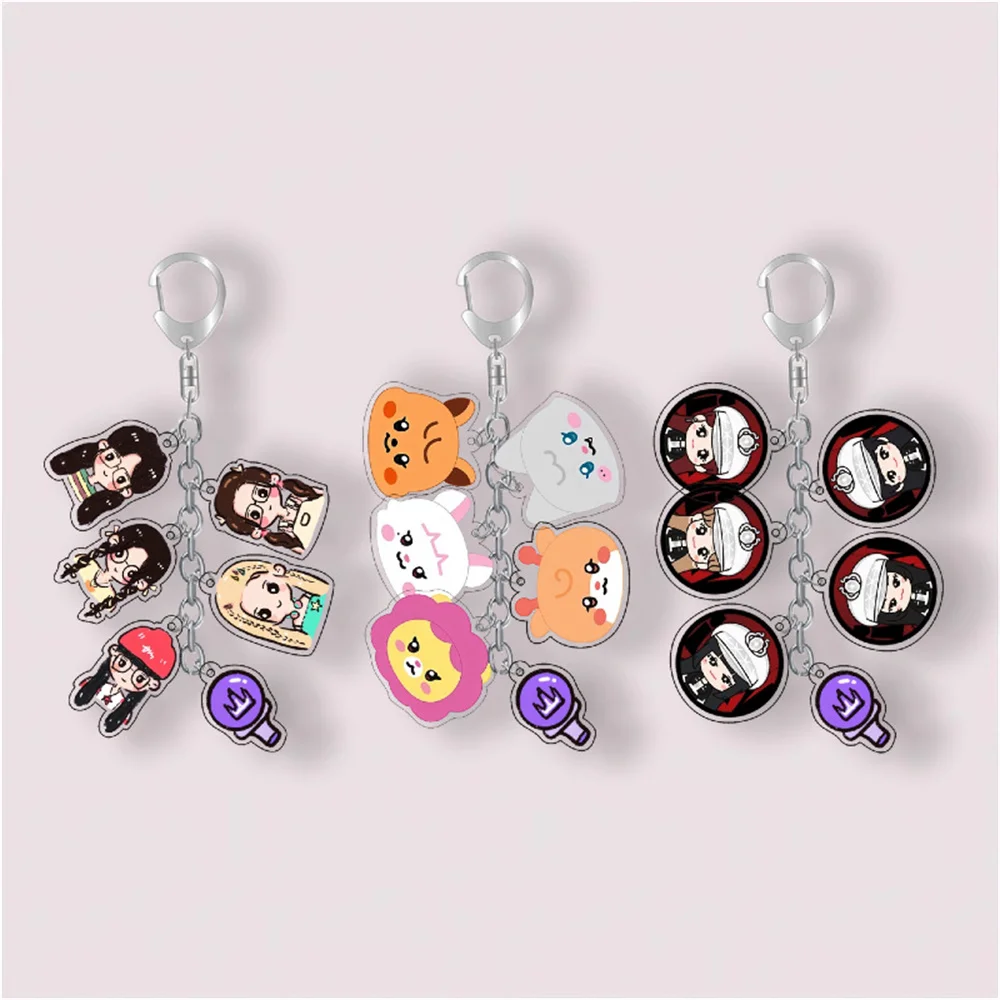 Kpop Groups (G)-IDLE Acrylic Keychain High Quality Cartoon Cute Double Sides Printing HOSHI DINO Bags Decoration WONWOO DK Gifts