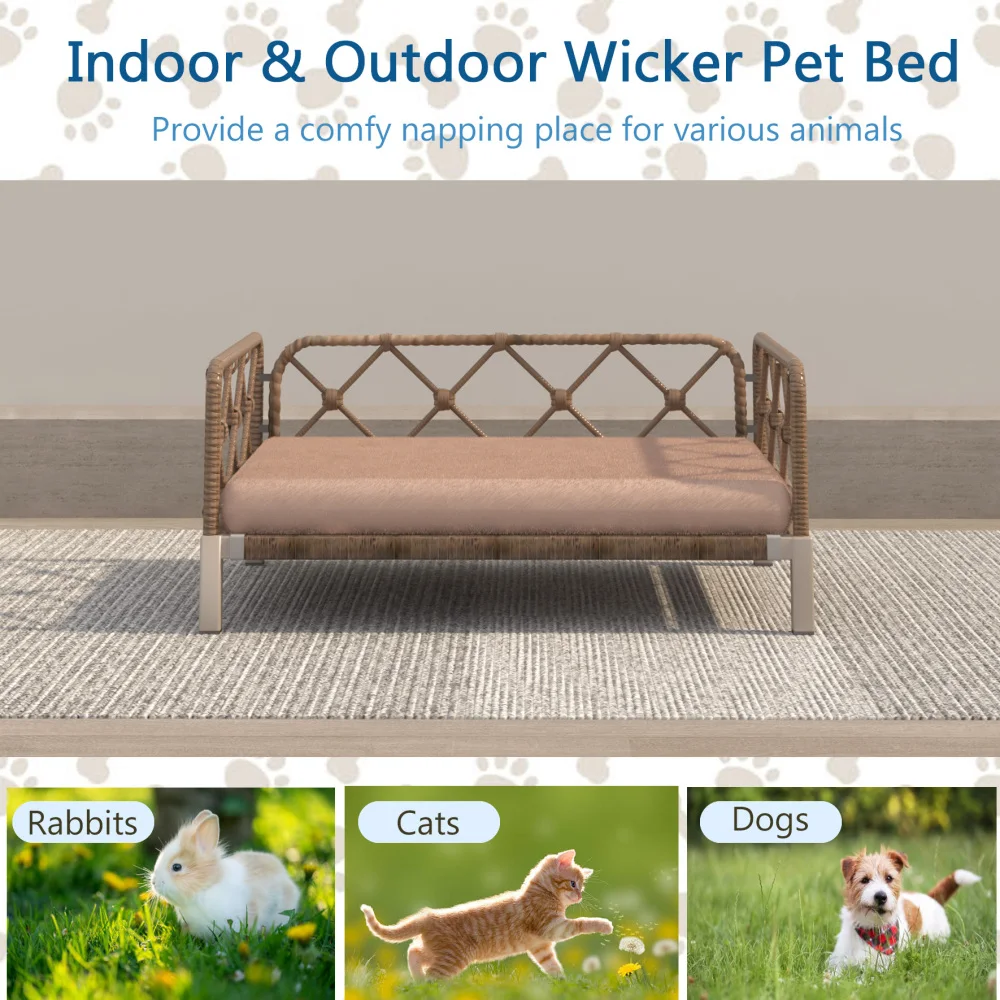 Afbeelding 5: Wicker hondenbed van rotan, geschikt voor binnen en buiten, waterbestendig