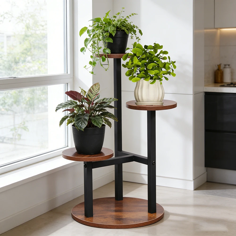 3-Tier Rustic Wood & Metal Pla - Home Bar Shelf recension och pris