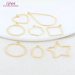 10PCS 14K Gold Color Plated Round Heart Star Charms Pendants Jewelry Making Supplies Diy Accessories
