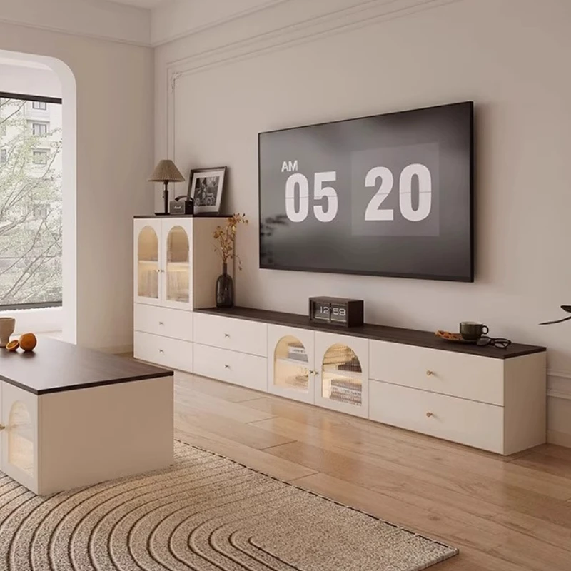 مقابض عمودية حامل تلفاز خزانة منظم أدراج تصميم حامل تلفاز أرضي إسكندنافي أبيض موبليس بارا الحجار ملحقات المنزل #2