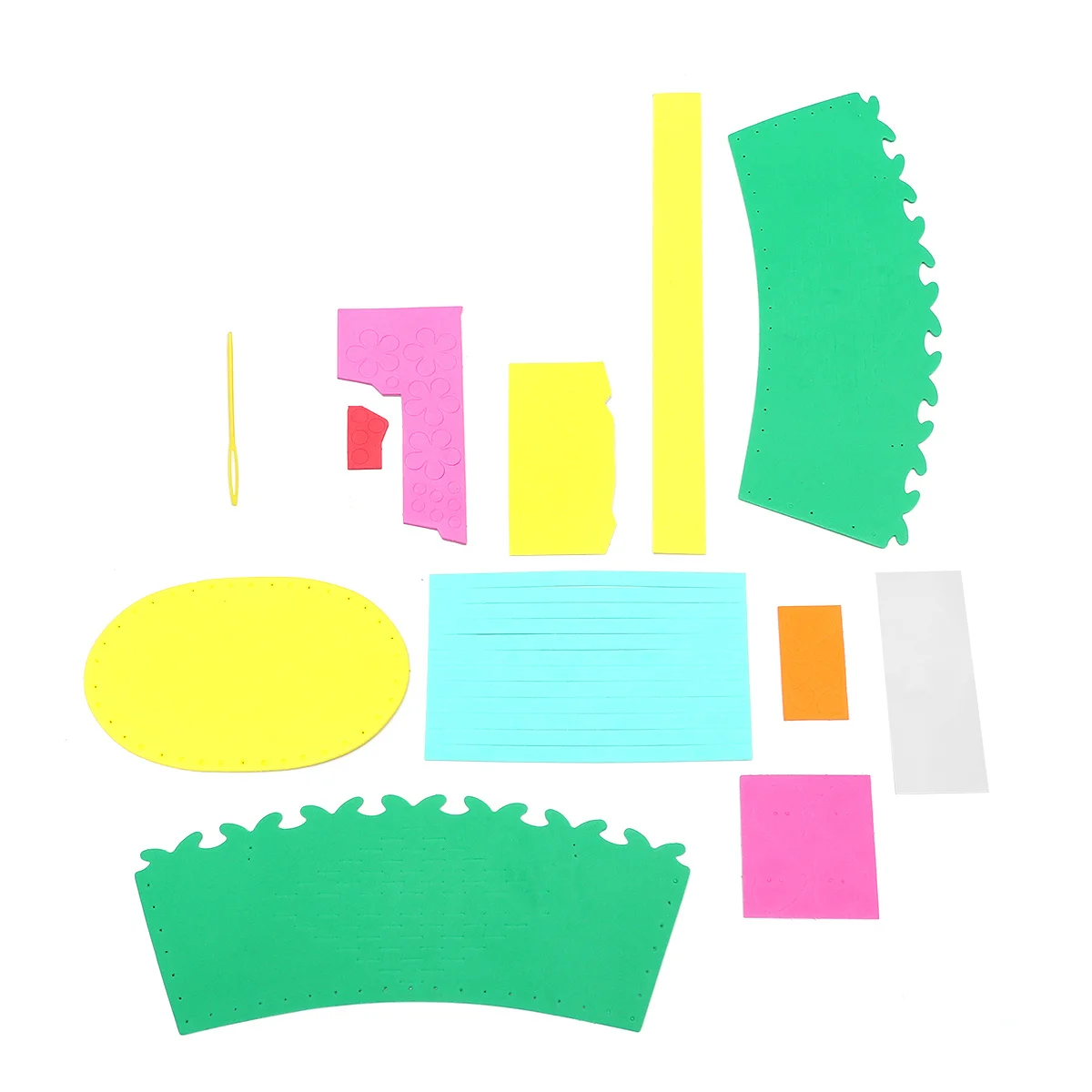 

3Set DIY Eva Flower Basket Kits Colorful Cartoon Patches Accessories for Kids Home Preschool Blue Green Orange