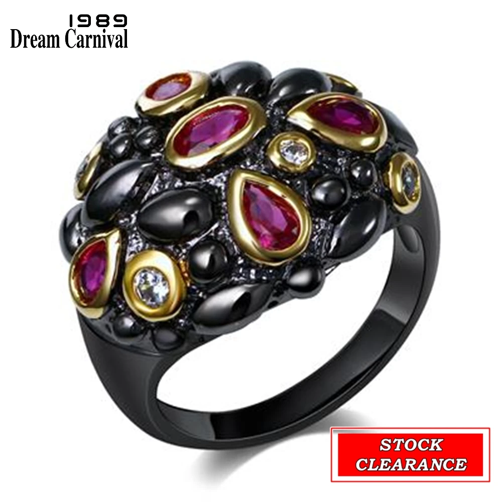 DreamCarnival1989 Gothic Women Rings Stock Inventory Clearance Great Bargain Price Limited Quantity Black Gold Color Gift