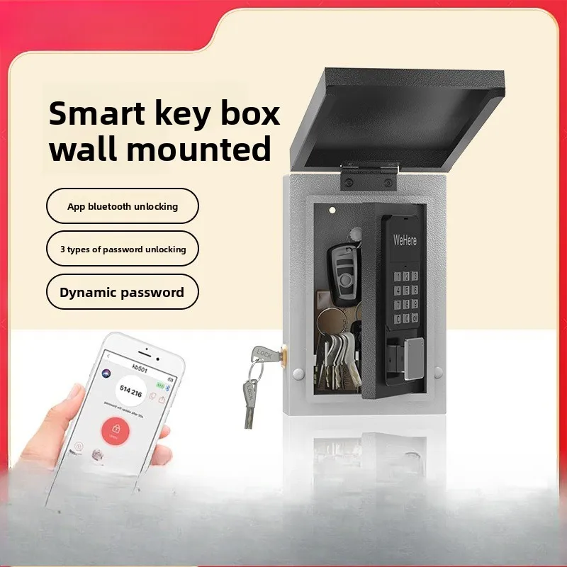 Smart Waterproof Key Management Box Bluetooth Remote Dynamic Password Unlocking  Wall Mounted