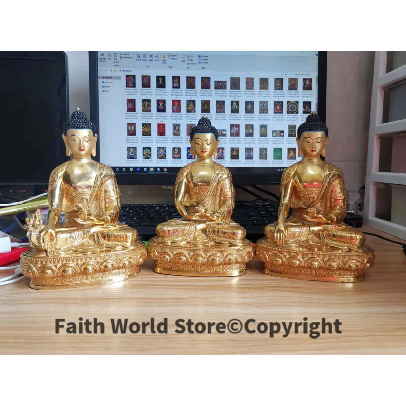 2025 Tibetan Buddhism GOOD gold gilding Medicine Sakyamuni Amitabha Buddha statue brass statue HOME family effective protection