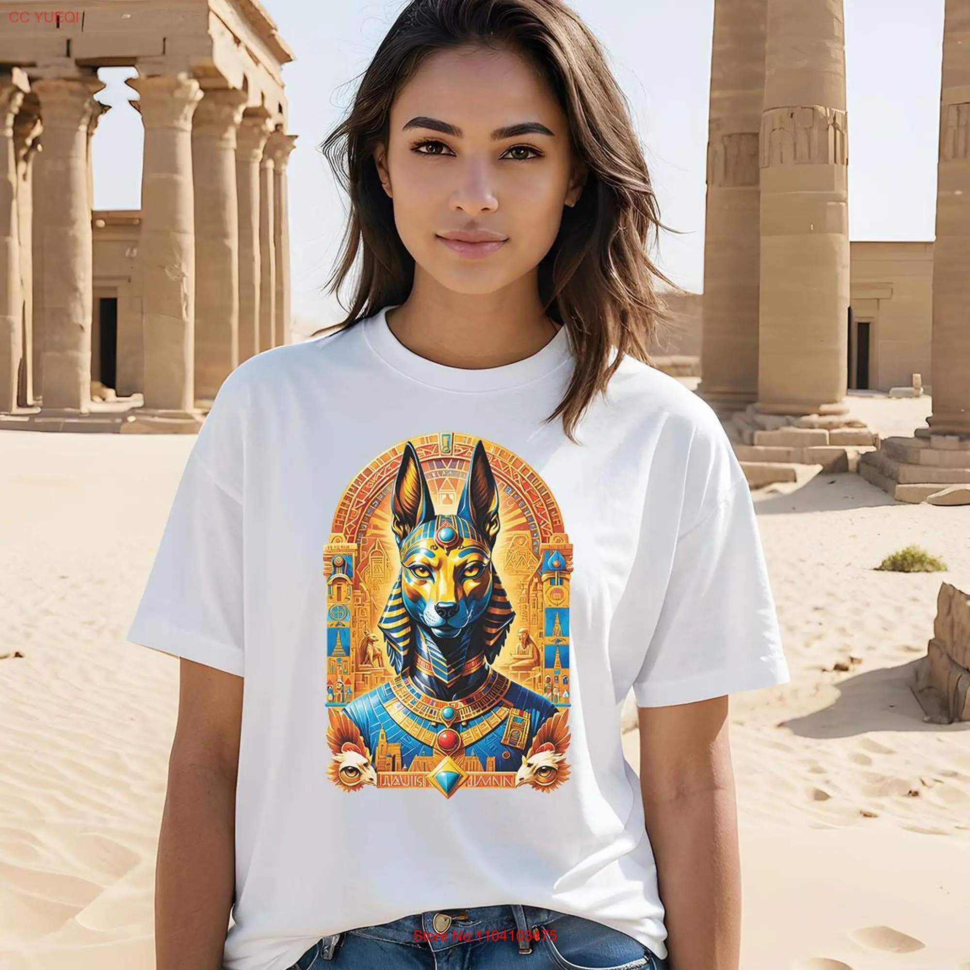 Anubis Egyptian Art T Shirt long or short sleeves