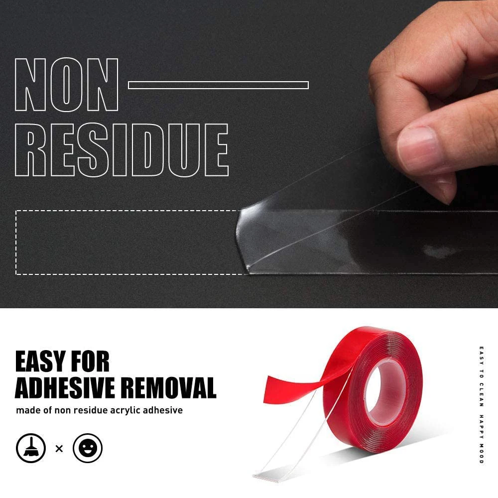 Cinta adhesiva transparente de doble cara de 10M, 5mm-35mm de ancho, cinta acrílica resistente al agua, tira de montaje sin rastro para decoración de pared