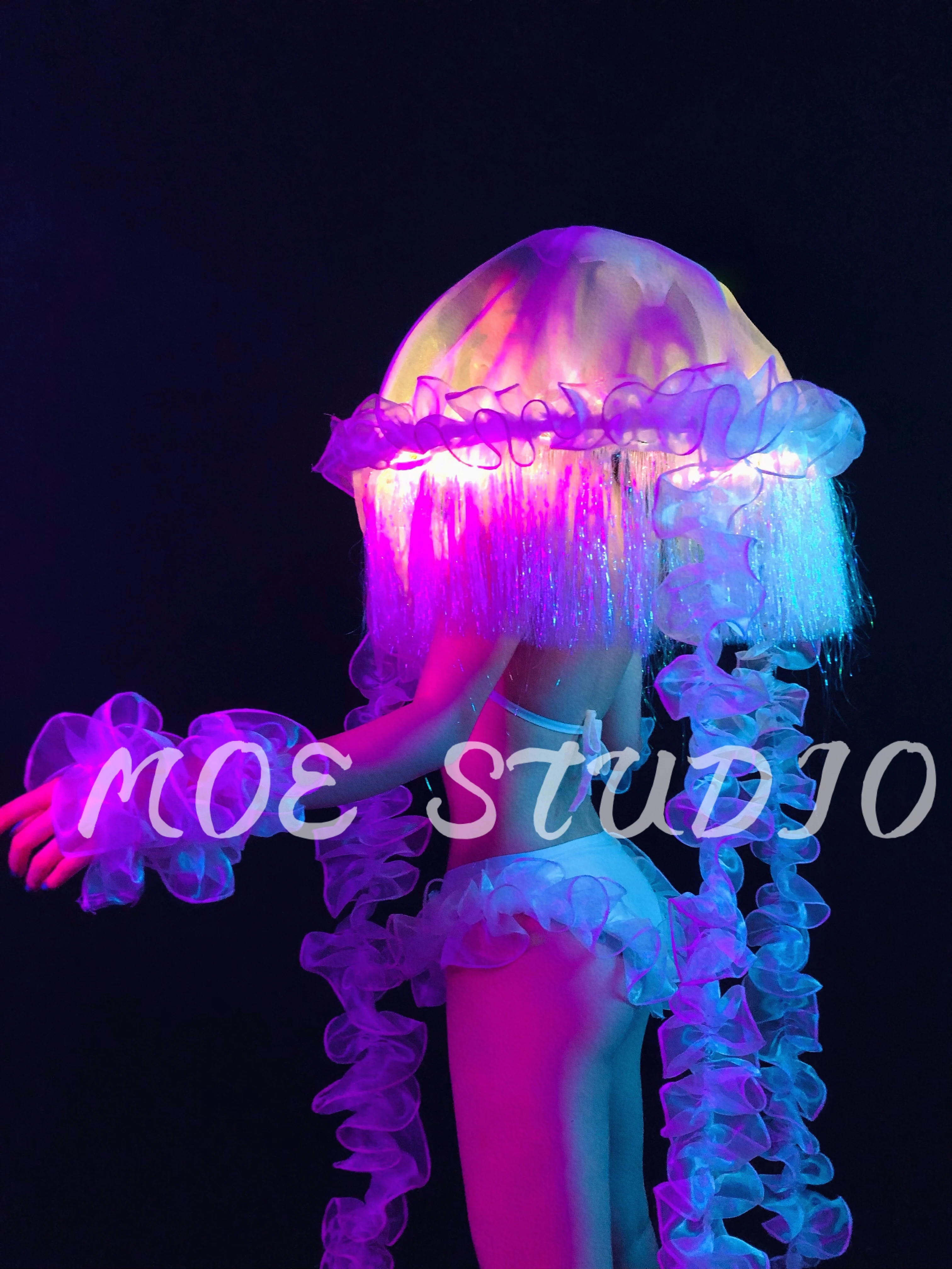 Luminous bikini suit LED colorful jellyfish Nightclub show Bar sexy gogo costume ocean series