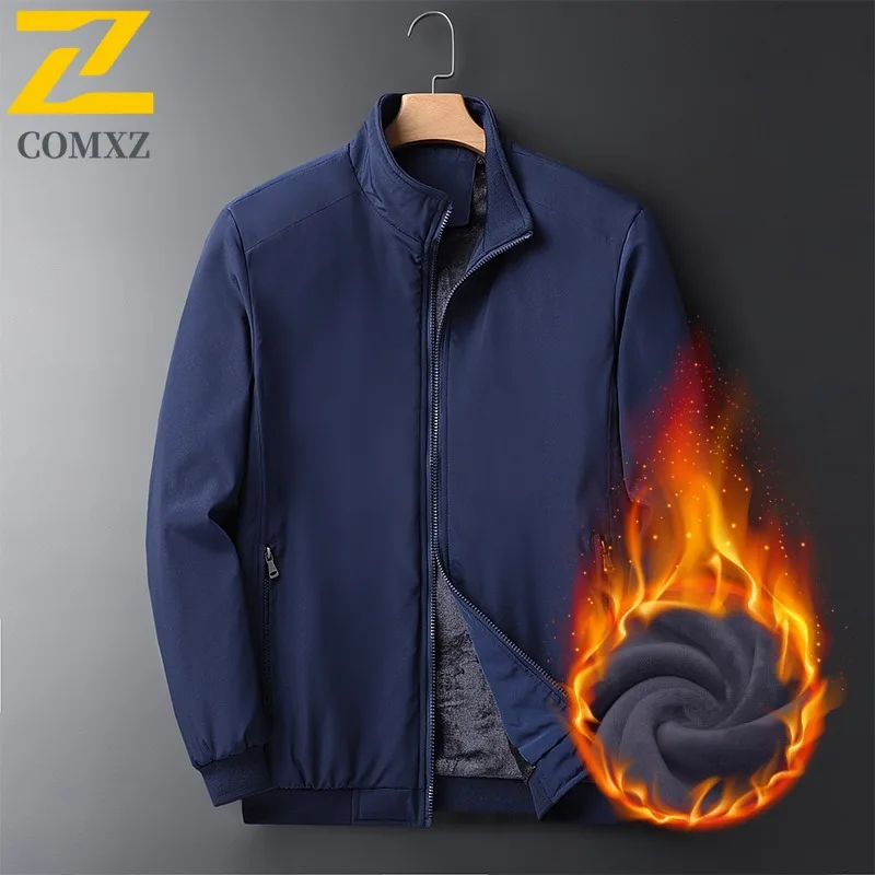 

COMXZ Outdoor Travel Mens Jacket Stand Collar Thickened Warm Coat Fashion Hiking Cold Resistant Lightweight Winter New Clothing