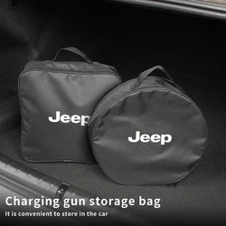 EV Car Charging Cable Storage Box Charger Cables Carry Bag Trunk Organizer For Jeep Renegade Compass Cherokee Wrangler Patriot