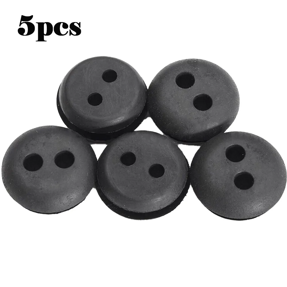

Rubber Rubber Grommets Rubber High Quality Mower Parts Practical To Use Rubber Fuel Gas Tank Line 2-Hole 5pcs Black Brand New