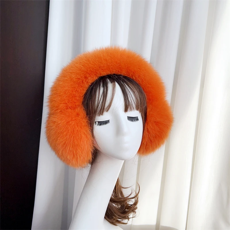 Real Fox Fur Earmuffs For Winter Women Warm Natural Raccoon Fur Earmuffs Girls Ear Warmer Genuine Fur Scarves Plush Ear Muff