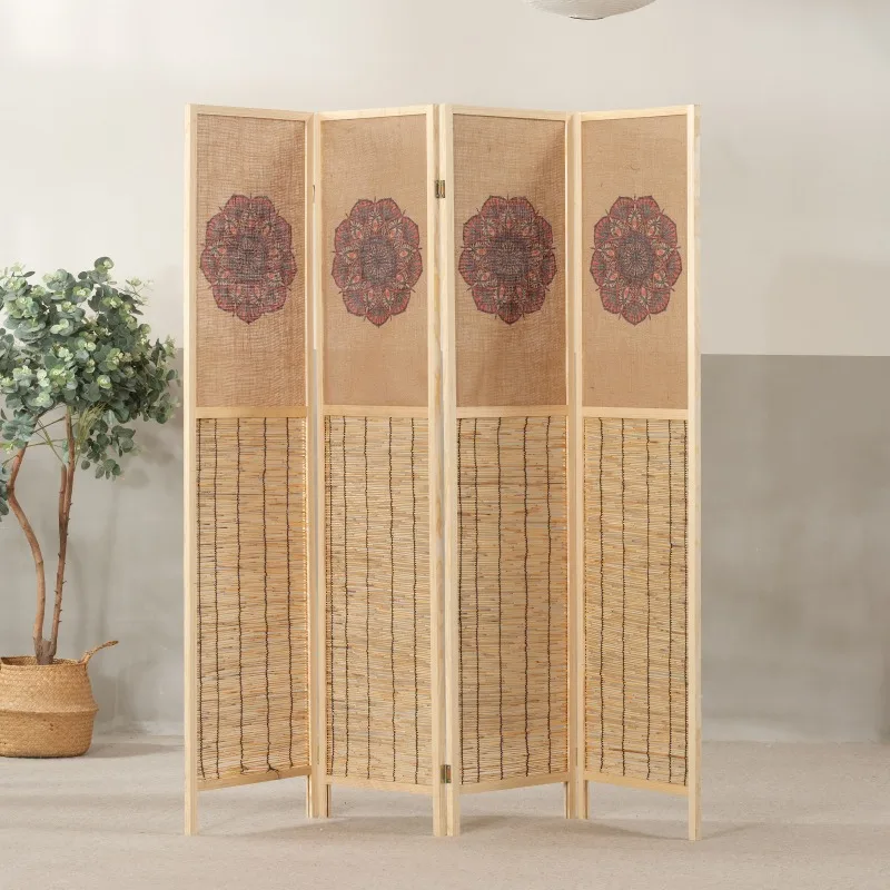 Screen reed curtain modern simple office home porch hotel movable folding screen partition wall linen