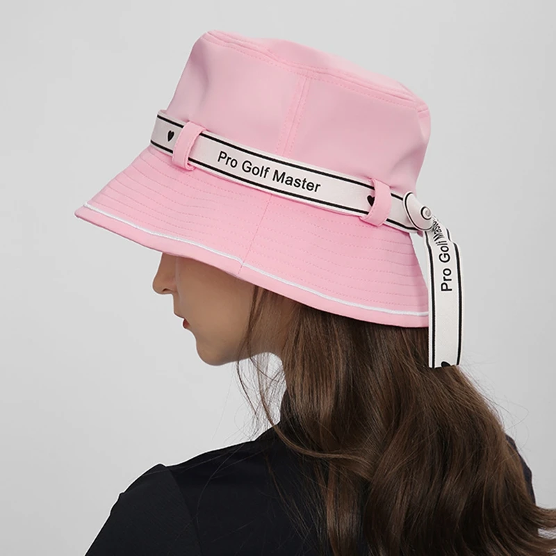 PGM Wide Brim Tie Bow Women Golf Hat Soft Foldable Outdoor Sun Visor Ladies Letter Printed Bucket Caps Sunscreen Anti-UV