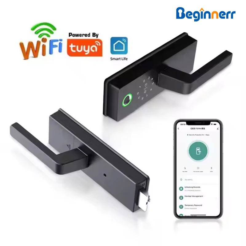 

Умный дверной замок-перегородка Tuya Wi-Fi, отпечаток пальца, пароль, ключ для карты, электронный цифровой стеклянный дверной замок