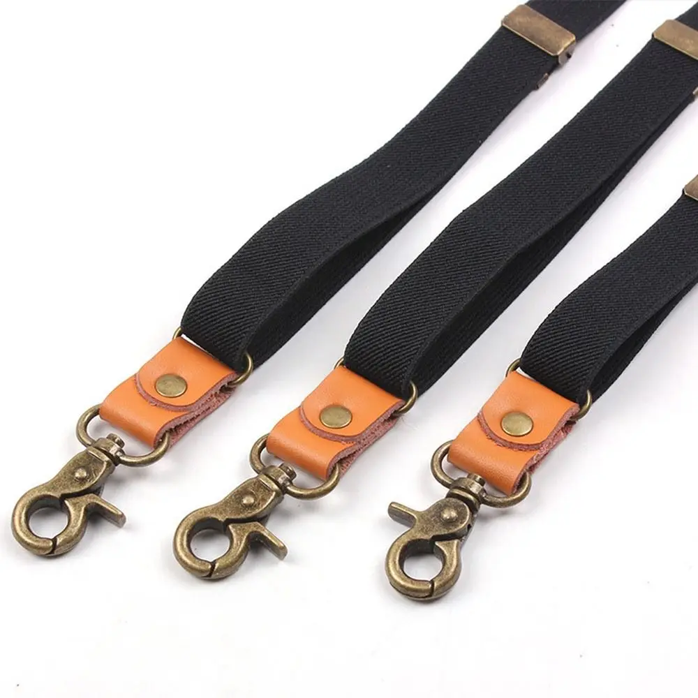 Vintage Performance Stripe 3 Hooks Solid Color For Men Adjustable Braces Tie Suspenders Suspenders Clips Hanging Pants Clip