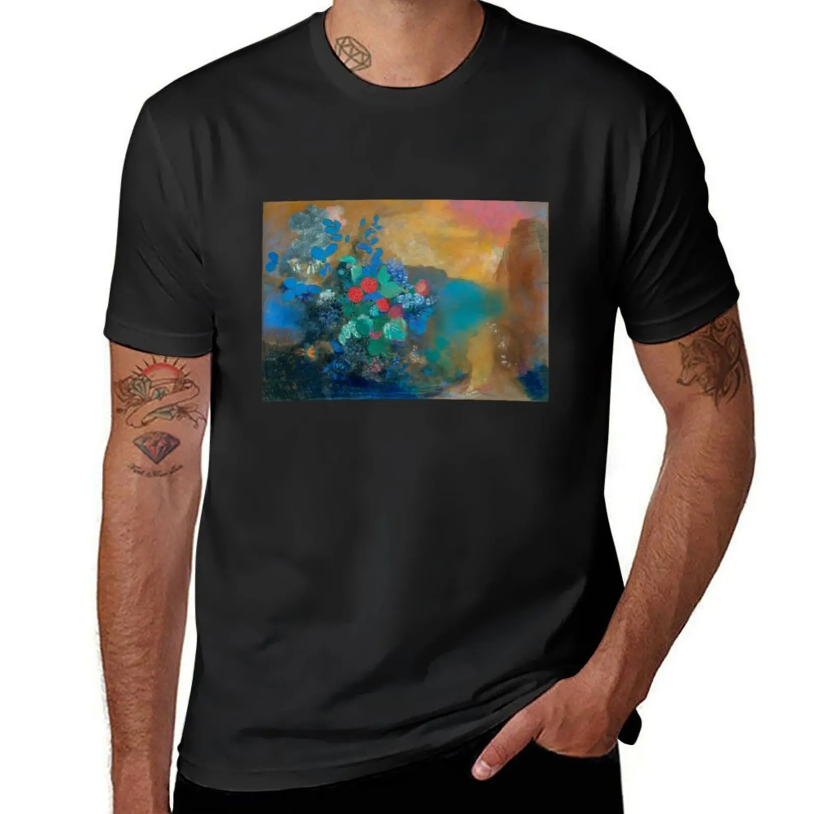 Vintage Odilon Redon Ophelia among the Flowers 1905 T-Shirt sports fans tops Short sleeve tee men