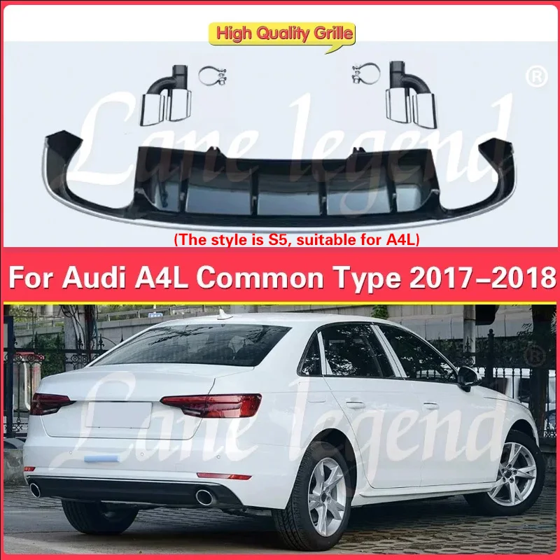 

For Audi A4L A4 Common Type 2017 2018 Rear Lip Diffuser Real Bumper Single Side Double Output High Quality Car Body Kit