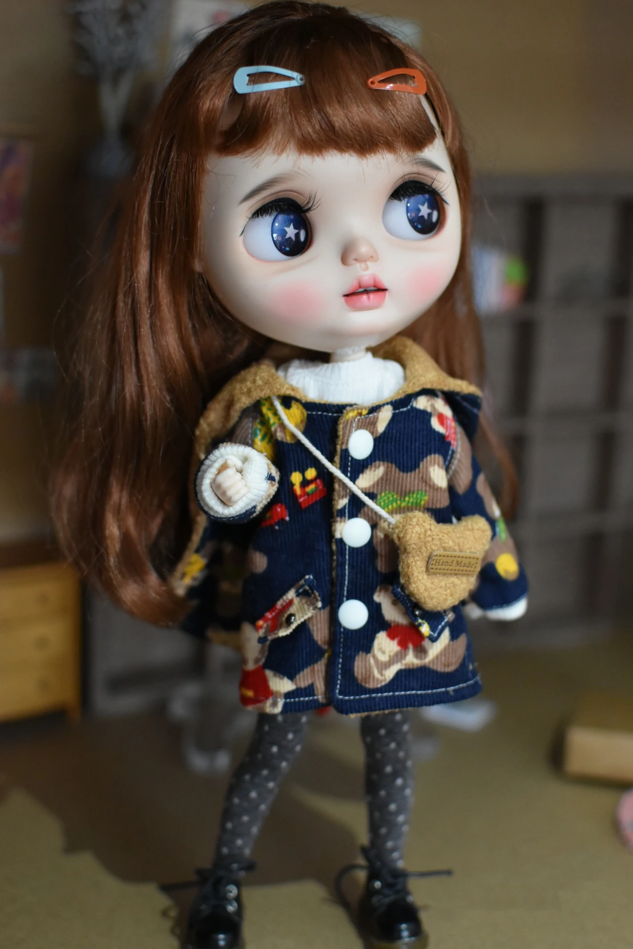 Blythe clothes 1/6  30cm Bear suit wear coat on both sides dress skirt bjd toys cloth (Fit for Pullip,Ob24, Licca)